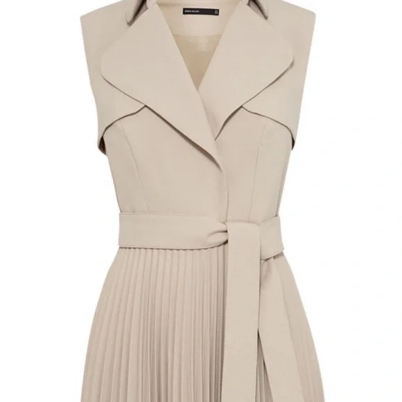 Karen Millen Sleeveless Pleated Skirt Trench Dress in Navy Size 6US - Picture 13 of 16